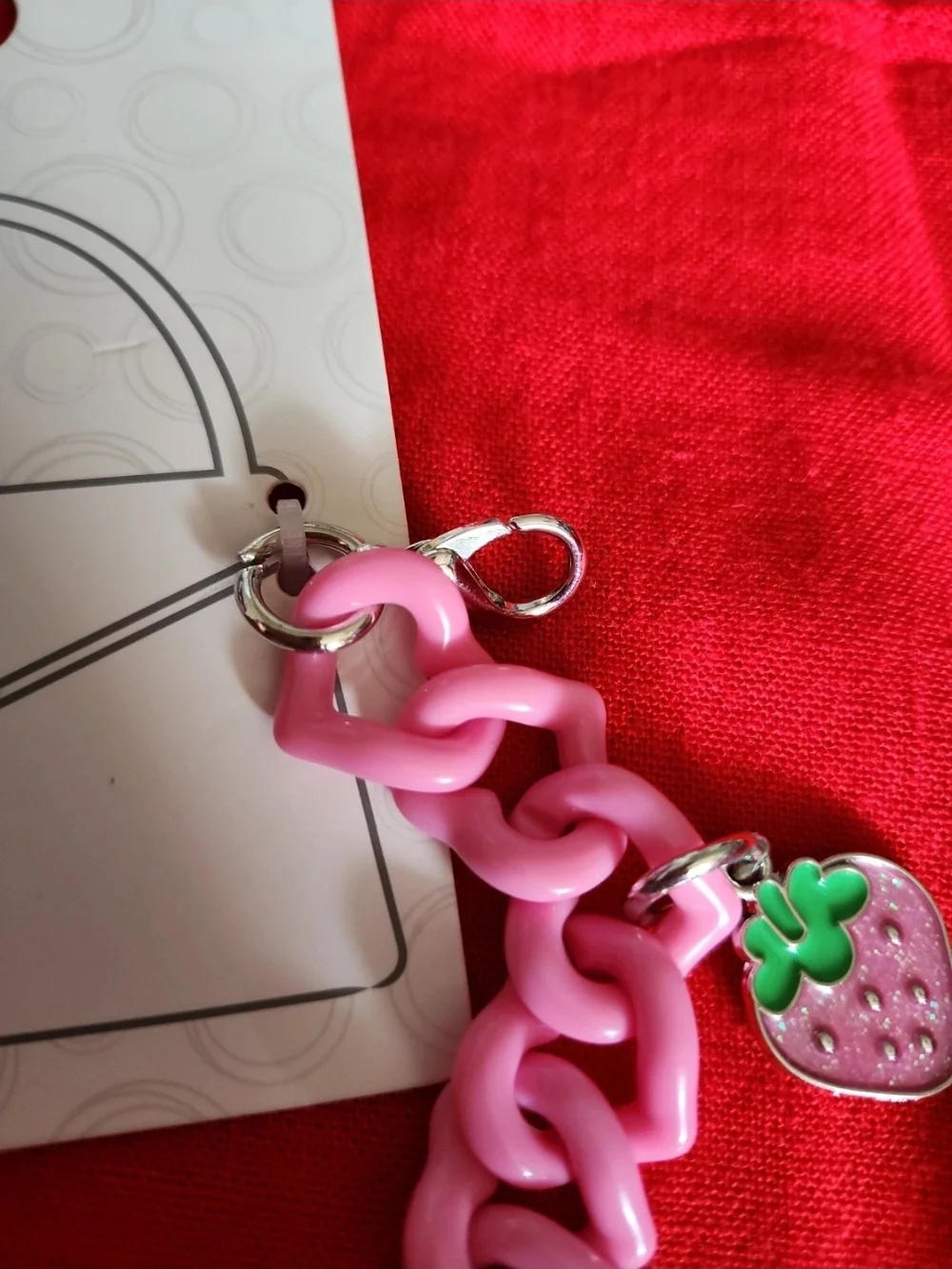Wonder Nation Pink Strawberry Charm Bag Chain